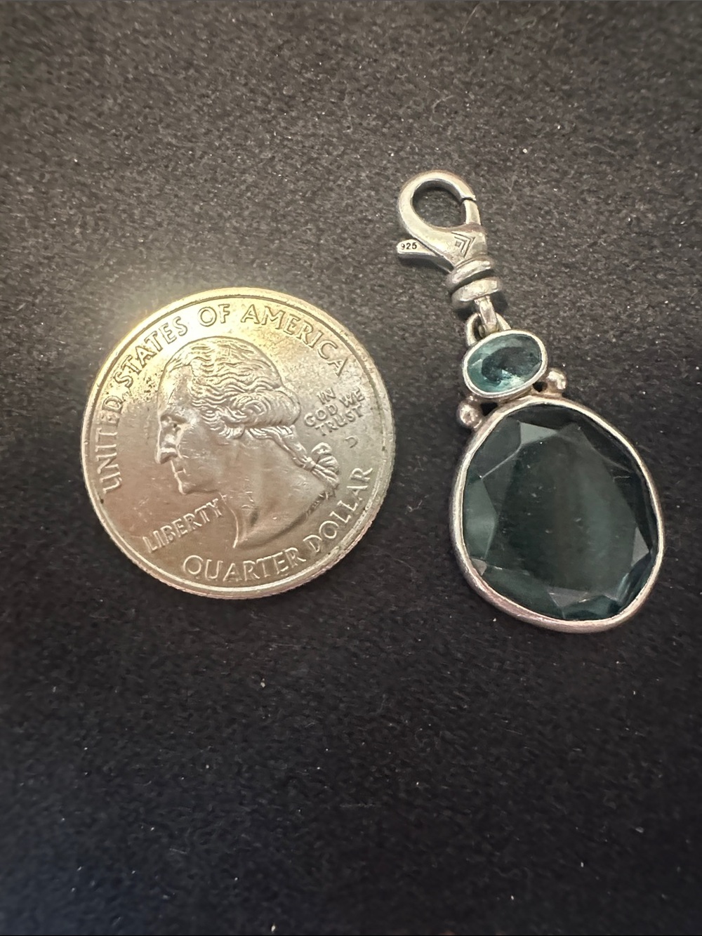 Silpada Teal Green Faceted Drop Charm